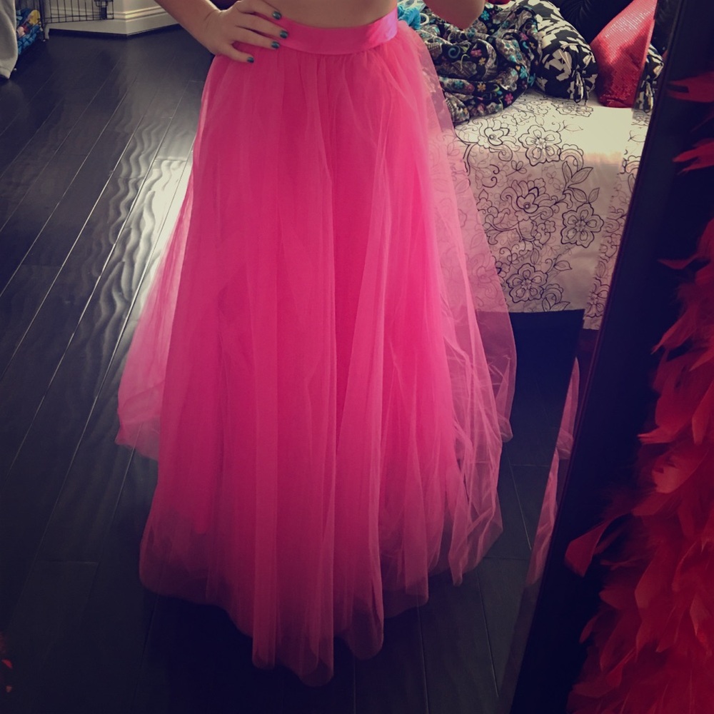Space 46 Hot Pink Tulle Maxi Skirt